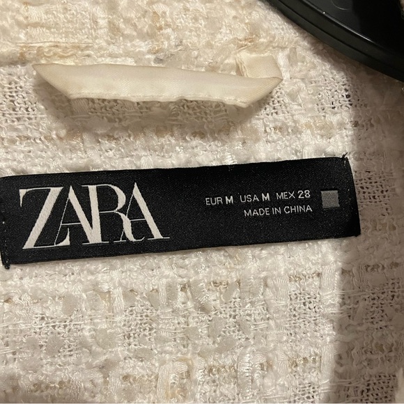 ZARA Off-White Textured Tweed Button-Up Jacket – Size M - Picture 2 of 12